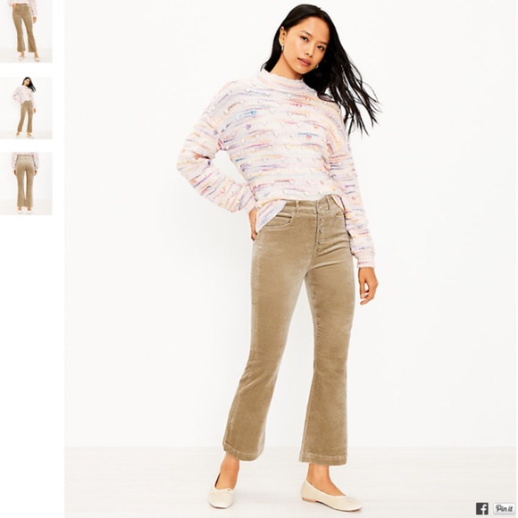 LOFT Tall Velvet Button Front Kick Crop Pants in Lavender Haze - Picture 5 of 6